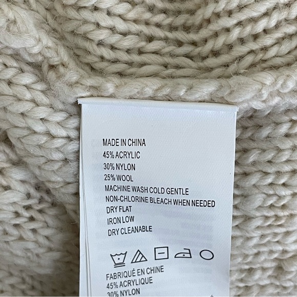 Prana Wool Blend Sweater Women S Preppy Y2K Cable Knit Neutral Pullover Academia - Picture 7 of 7